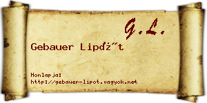 Gebauer Lipót névjegykártya